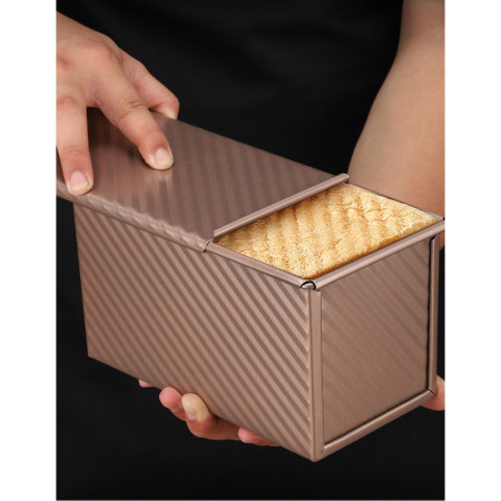 Tava pentru Paine, Cyrax, din Otel Carbon, 450 g, cu Capac, Antiaderenta, 21 x 11 x 11.5 cm, Roz Auriu