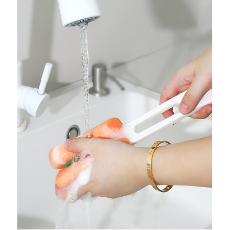 Perie de Curatat Pahare, Cani, Sticle, Cyrax, cu Maner Lung si Burete, Accesorii pentru Spalarea Paielor si Capacelor, usor de Agatat, 27.5x11.4x6cm, Alb