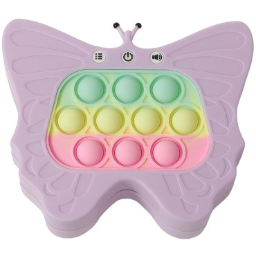 Jucarie Interactiva Tip Consola pentru Copii, Cyrax, Diferite Moduri de Joc, 120 Nivele, Material ABS/silicon, Sunete si Lumini, 12 x 5.5 x 13.5 cm, Model Fluture, Mov