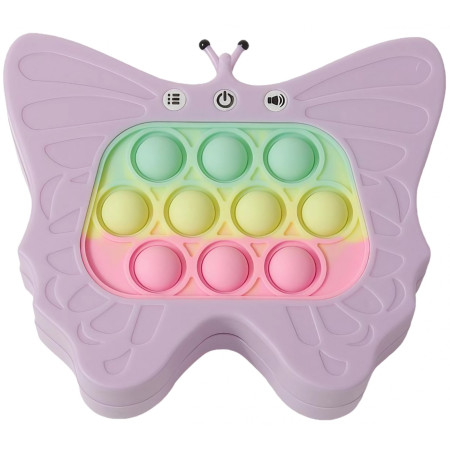 Jucarie Interactiva Tip Consola pentru Copii, Cyrax, Diferite Moduri de Joc, 120 Nivele, Material ABS/silicon, Sunete si Lumini, 12 x 5.5 x 13.5 cm, Model Fluture, Mov