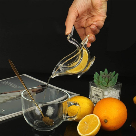 Storcator de Citrice Manual, Cyrax, Rezistente, Usor de Folosit si Depozitat, Durabil, Calitativ, 12x5cm, Model Pasare, Transparent