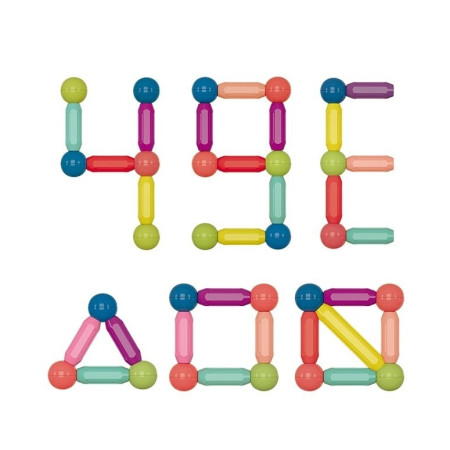Set 36 piese magnetice de constructie, Cyrax, Forme geometrice, Multicolor