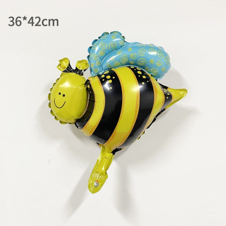 Balon din Folie Metalizata, Cyrax, Mini Figurine, Model Albinuță, 36x42cm, Ambalaj Individual, Pai Inclus, Umflare cu Aer sau Heliu, Multicolor