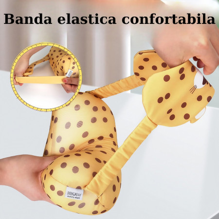 Masca de dormit, Cyrax, 2 in 1, cu Tetiera, din Particule de Spuma si Bumbac, Model Leopard ,Portocaliu