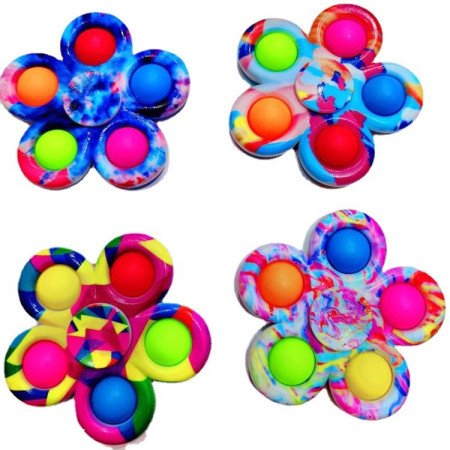 Cyrax Jucarie antistres simple dimple fidget toy spinner cu 5 buline, Multicolor Rainbow