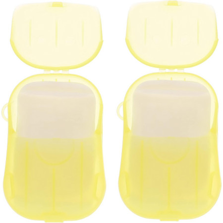 Mini Cutie de Sapun din Hartie,  de Unica Folosinta, Portabila, Potrivit pentru Calatorii, 20 foite, Galben