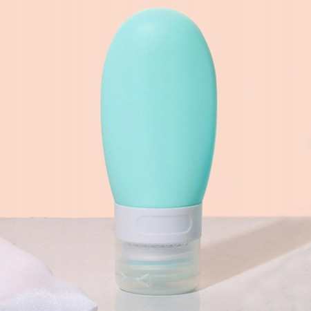 Recipient Portabil din Silicon Elegant de Voiaj, Sticla de Calatorie,  Potrivita pentru Lotiune, Sampon si Alte Lichide, Anti-scurgere, cu Posibilitate de Reumplere, Capacitate 90mL, Verde