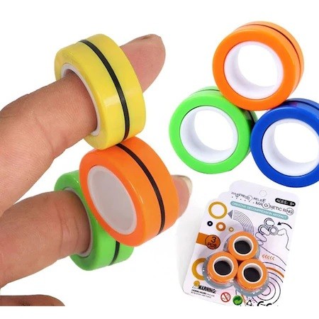 Jucarie antistres Cyrax, inele magnetice, 3 piese, Multicolor