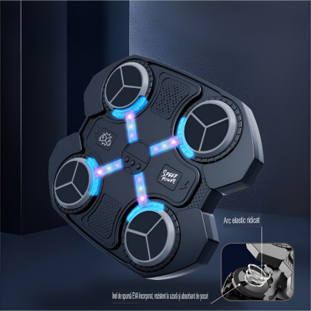 Jucarie de Boxat cu Muzica si Lumini, Cyrax, Manusi Incluse, 32.5x28x7.4 cm, 930 g, Negru