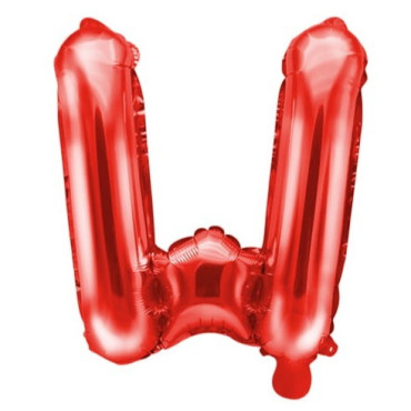 Balon Folie Metalizata Litera W, Cyrax, 40 cm, Umflati cu Heliu sau Aer, Ambalaj Individual, Pai inclus, Rosu