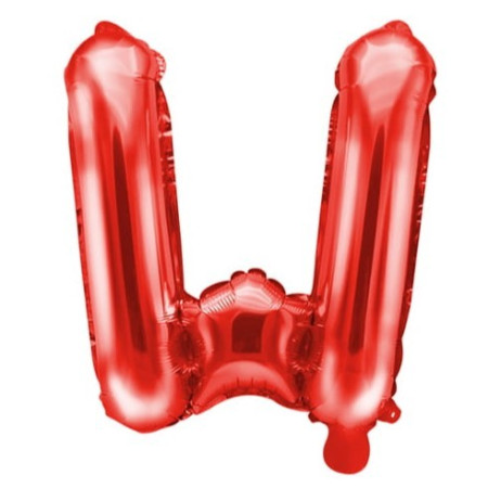 Balon Folie Metalizata Litera W, Cyrax, 40 cm, Umflati cu Heliu sau Aer, Ambalaj Individual, Pai inclus, Rosu