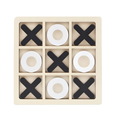 Jucarie Montessori Tic Tac Toe, Cyrax, Educativa, Interactiva, din lemn, X si O, 9 Piese, 14.3x14.3 cm, Negru Alb