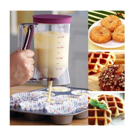 Dispenser de aluat pentru prajituri Cyrax, Batter Dispenser, din plastic, maner cu arc, 900 ml, usor de manipulat si utilizat, Mov