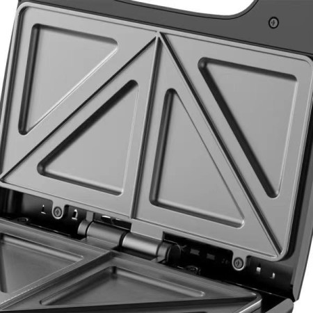 Sandwich Maker Cyrax, 24 x 23.5 cm, cu forme de triunghi si patrat, Cablu 80 cm, Material Interior Antiaderent, Inoxidabil, Maner Izolat Termic, 750W, 220 V, gri