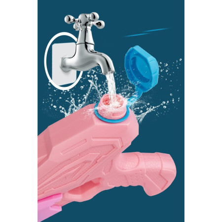 Pistol cu Apa pentru Copii, Rezervor, Pentru Piscina/Plaja, Cyrax, 6ani+,  3 duze, Roz, 770ML