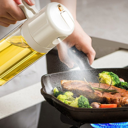 Dispenser pentru Ulei, Cyrax, prin Curgere si Pulverizare, Deschidere si Inchidere Automata a Rezervorul, 550mL, 11.4x7.8x22.8cm, Gri