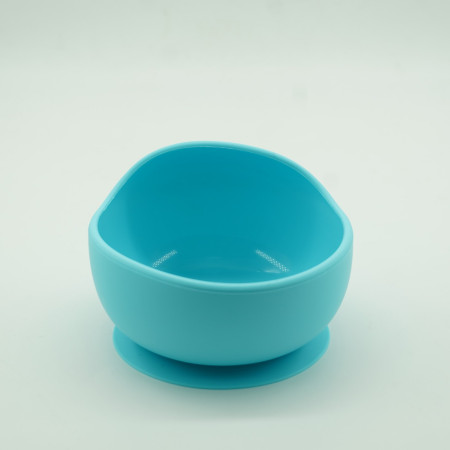 Set 8 piese diversificare bebelusi si copii din silicon Cyrax, baveta, farfurie compartimentata cu ventuza, bol cu ventuza, tacamuri din lemn si silicon, cana pentru gustari, fara alergeni, albastru