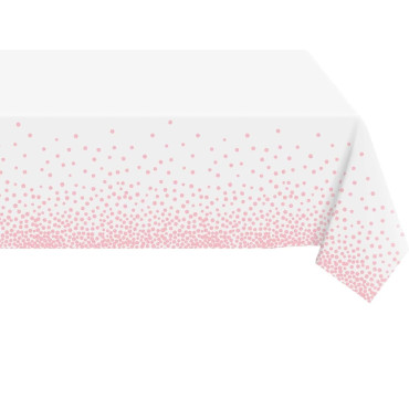 Fata de Masa, Cyrax, din PEVA, Imprimeu Buline, 137 x 274 cm, Impermeabila, Fara Pete, Curatare Rapida, Roz Gold