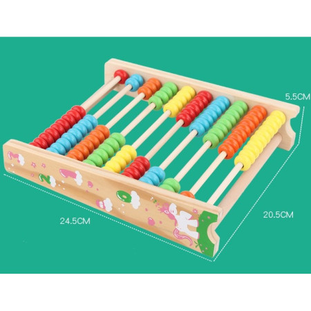 Numaratoare Cyrax, din Lemn, Vopsea Ecologica, 10 Siruri x 10 Margele, 4-6 Ani, 24.5 x 20.5 cm, Multicolor