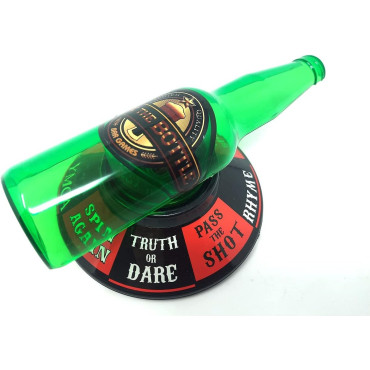 Joc de baut Spin the Bottle Cyrax, invarte sticla si accepta provocarea, 2-6 jucatori, material ABS, 18 x 12 cm, multicolor