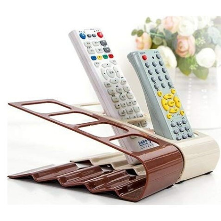 Suport de Birou,  din Plastic, pentru Telecomenzi, Telefoane, 18 x 7 x 9 cm, Maro