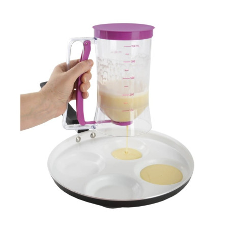 Dispenser de aluat pentru prajituri Cyrax, Batter Dispenser, din plastic, maner cu arc, 900 ml, usor de manipulat si utilizat, Mov