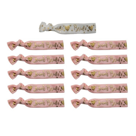 Set 11 Bratari, Cyrax, pentru Petrecerea Burlacitelor, din Panza, Marime Universala, Alb/Roz