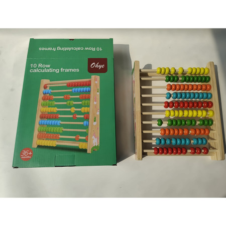 Numaratoare Cyrax, din Lemn, Vopsea Ecologica, 10 Siruri x 10 Margele, 4-6 Ani, 24.5 x 20.5 cm, Multicolor