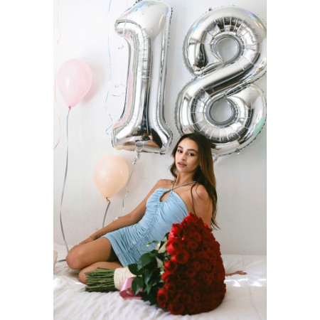 Balon din Folie Metalizata, Cyrax, Figurina Cifra, Tema Aniversare 80 cm, Ambalaj Individual, Pai inclus, Umflare cu Aer sau Heliu, Argintiu, Cifra 8