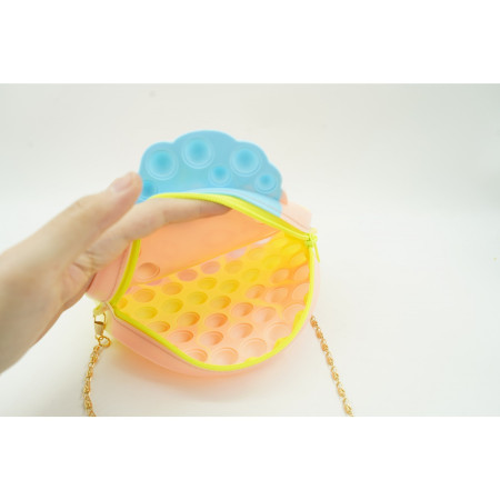 Jucarie antistres din silicon, Cyrax, Pop It Now and Flip It, Geanta de umar, Mica printesa, 16 cm, Macarons