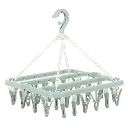 Uscator de rufe  32 de cleme, Plastic, Pliabil, rotire 360 grade, 32x32 cm, Verde