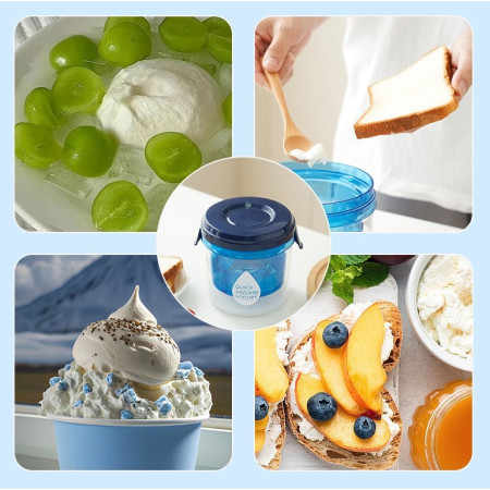 Kit Presa Pentru Branza, Cyrax, Filtru de Iaurt, Strecuratoare de Iaurt Grecesc, Filtru de Lapte, 15x14x15 cm, Albastru