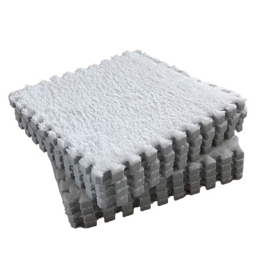 Set 10 Piese Covor tip Puzzle, Cyrax, Spuma EVA, Pufos, 30 x 30 x 1 cm, Alb