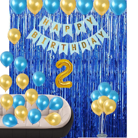 Banner Happy Birthday 100x200 cm, Cyrax, Dimensiune Stegulet 11.5x16.5 cm, Rola de Ata Inclusa, Albastru