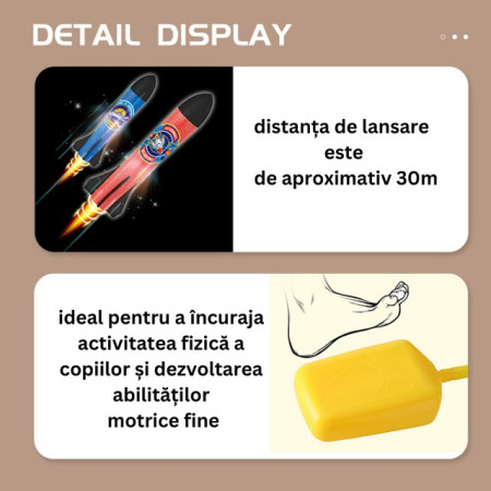 Cyrax Jucarie pentru copii, lansator rachete cu piciorul, doua lansatoare, 6 rachete, fara lumina
