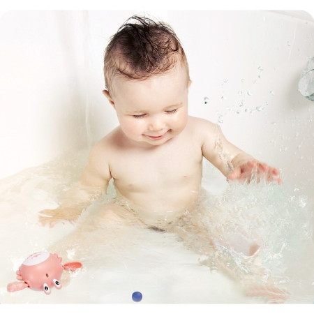 Jucarie de baie pentru copii, Cyrax, crab, 10 cm, Roz cu fir