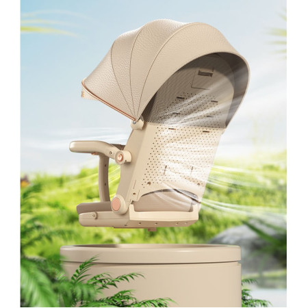 Carucior Sport Cyrax 3in1, 6-36 Luni, Pliabil, Tavita pentru Masa, Pat de Dormit, Centura de Siguranta, Roti 360 Grade, Reversibil, Parasolar, Maner Reglabil, 64 x 35 x 100 cm, Gri/Verde