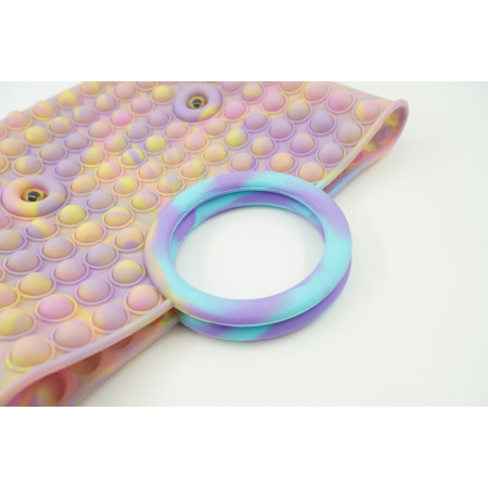 Jucarie Antistres din silicon Cyrax, Pop It Now And Flip It, Geanta mare, 28 cm, Multicolor, Model 6 V2