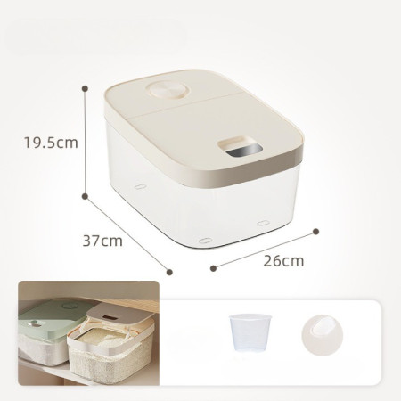 Cutie de Depozitare Cyrax, de Uz Casnic, Rezistentă la Insecte și la Umiditate, Rezervor Sigilat pentru Depozitare Alimentară, Capacitate 10 kg, 37x26x19.5 cm, Alb