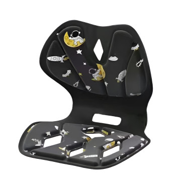 Suport pentru Scaun, Cyrax, pentru Corectarea Posturii, Portabil, Pliabil, Ergonomic, Ameliorare Durere, Respirabil, 35x32x30 cm, Marime L, Model Rachete, Negru