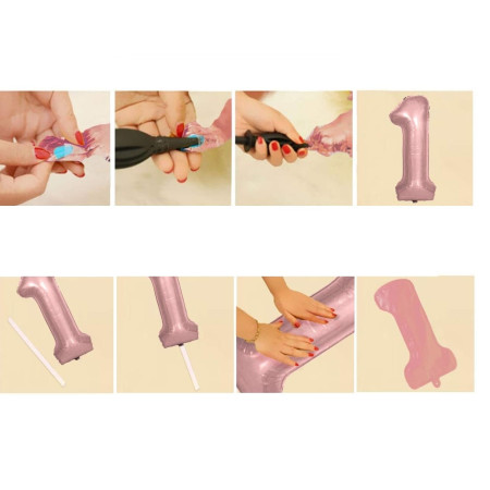 Balon din Folie Cyrax, Cifra 2, 81 cm, Pentru Aer sau Heliu, Bulk, Roz Auriu