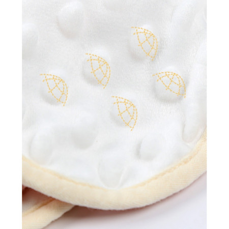 Baveta Tip Floare, Cyrax, din Bumbac, pentru Copii 0-12 Luni, Rezistenta la apa, cu Capse, Model cu Inimioare, 26 x 29 cm, Maro