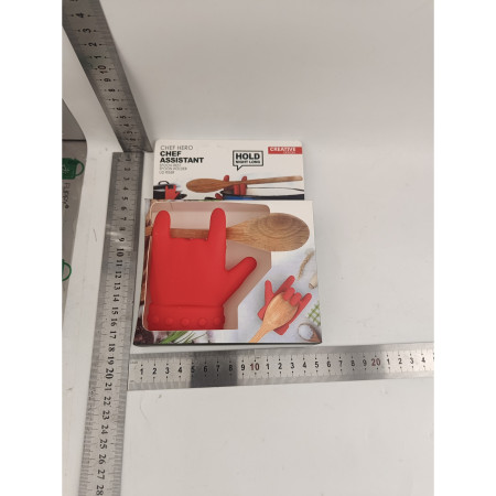 Suport Capac Anti- Varsare, Suport Lingura pentru Oala, Cyrax, Model in Forma de Deget, din Silicon, Rosu