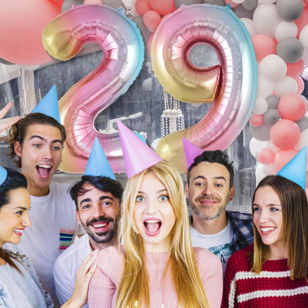 Balon din Folie Metalizata Cyrax, Figurina Cifra, Tema Aniversare 40 cm, Ambalaj Individual, Pai inclus, Umflare cu Aer sau Heliu, Multicolor, Cifra 9