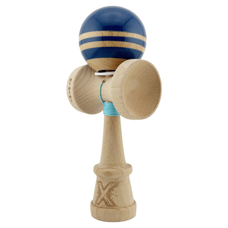 Kendama X Originala RAINBOW, Profesionala, Cyrax, Cupe Mari KING SIZE V3, Super Sticky, Gaura in Baza, Rulment Metalic, din lemn 18 cm, Ata 55 cm, Albastru/Maro