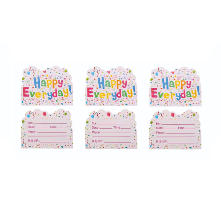 Set 10 Invitatii pentru Petrecere, Cyrax, Model Happy Everyday, 17 x 12 cm, Multicolor