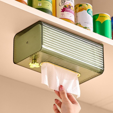 Cutie suport servetele eleganta Cyrax, cu montare pe perete sau dulap, material plastic dur, 21.3 x 8.7 x 12 cm, verde