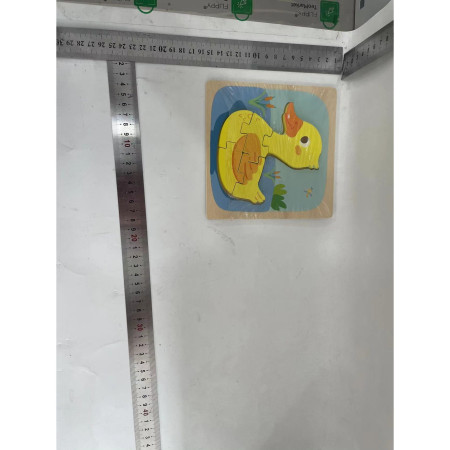 Puzzle Montessori din Lemn pentru Copii, Cyrax, 3D, 0-3 Ani, Model Ratusca, Educativ, Intuitiv, Creativ, 5 Piese, 15x15x0.5 cm, Multicolor