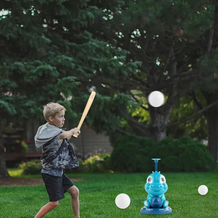 Set de Baseball 5 Piese pentru Copii, Cyrax, Jucarie Dinosaur Press, 14x23 cm, Verde/Albastru