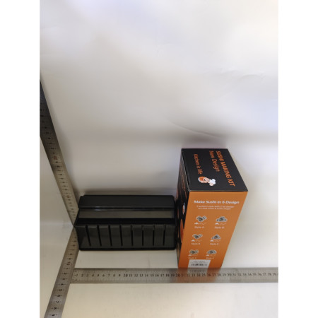 Aparat pentru Sushi, Cyrax, Set 7 Accesorii pentru Sushi, Ofera 3 Forme de Design, Rotund, Triunghi, Inimioare, Negru